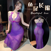 夜趣性感长裙情趣内衣透视深V蕾丝连衣裙夜场OL职业制服夜店紧身