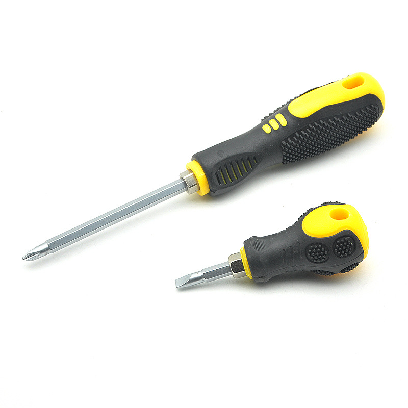 Destornillador genuino de doble propósito, mini destornillador de grado industrial de cabeza plana magnética fuerte, dos en uno, destornillador Phillips en forma de zanahoria.