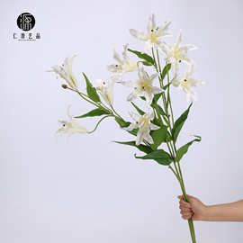 工厂直销 3头火焰兰火焰百合仿真花千鸟兰 家居美陈花艺设计插花