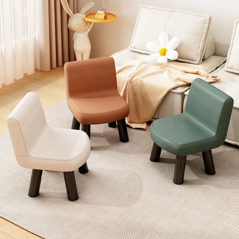 Small Stool for Home Use, Low Stool with Backrest, Living Room Small Bench, Footstool, Small Chair for Children, Sturdy, Durable, and Comfortable Seating