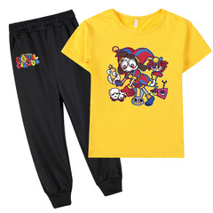 Pamni Clothing Magical Number Circus Surroundings Children's Cartoon Boys and Girls Short Sleeve T-shirt + Pants Set