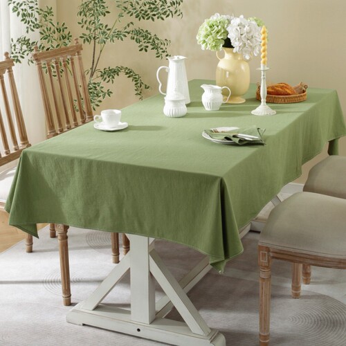 Lexuanxiu pure cotton tablecloth wholesale simple solid color ins washed cotton tablecloth wedding photography background table fruit green