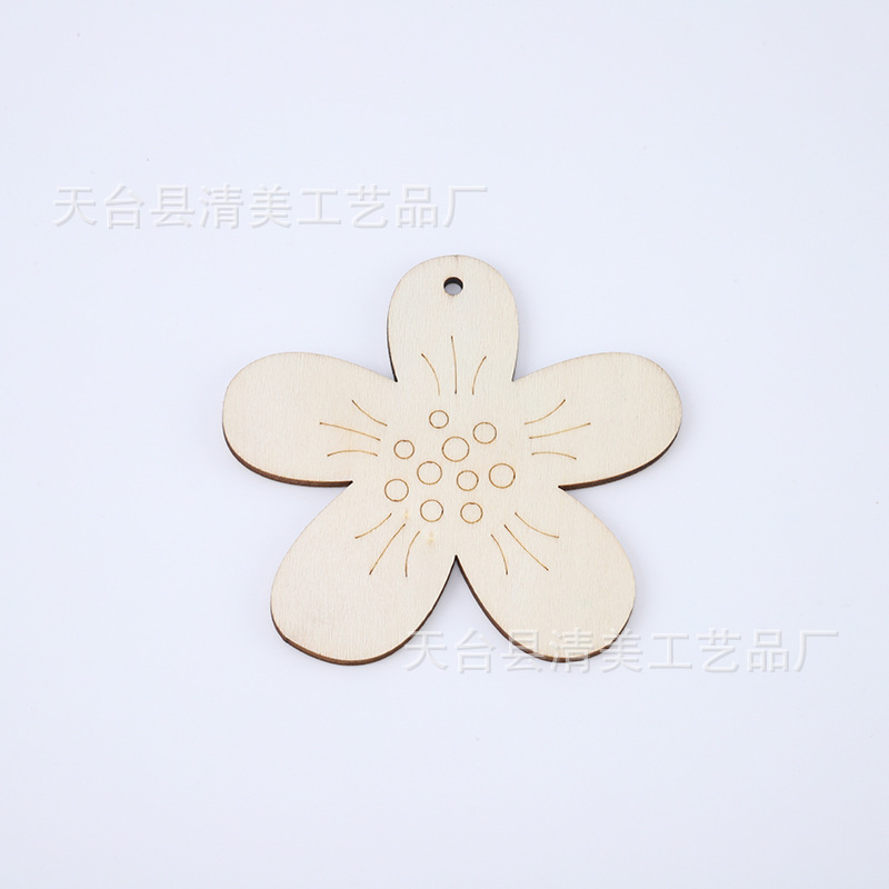 Madera de dibujos animados planta insecto pieza de madera colgante decoración niños pintado a mano material de pintura de bricolaje