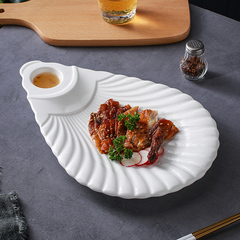 A5L吃蝦餃子盤子帶醋碟蝦盤酒店意境菜擺盤餐具北京烤鴨