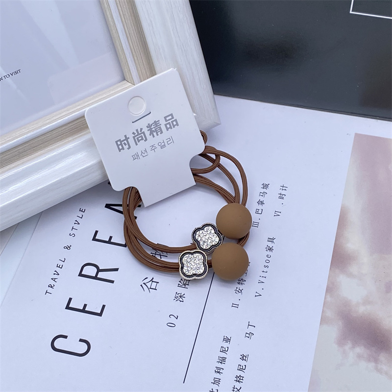 Nuevo estilo coreano etiqueta accesorios para el cabello 2 Tarjeta montada cuerda de pelo simple café leche té cristal cuerda de pelo banda de goma