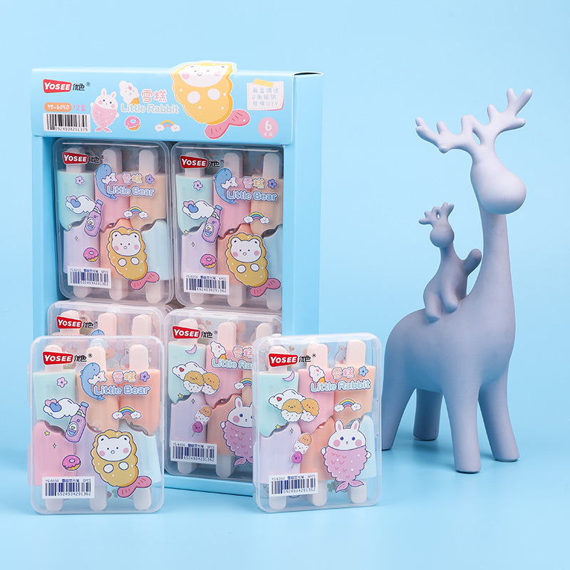 YS6050 helado de dibujos animados multi-color marcador de suministros escolares para estudiantes con pegatinas de bricolaje de regalo