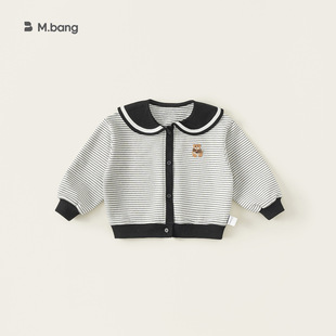 Yubao Children's Wear Children's Doll Collar Coat 2025 Spring New Girl's Bear Long Sleeve Striped Top for Boys