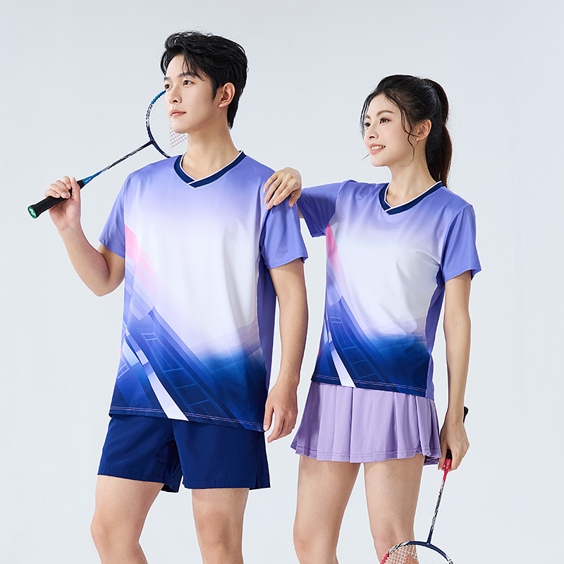 New Badminton Clothes suit Men's and Women's Breathable Tennis Table Tennis Volleyball Training Competition Team Clothes Printed Group Purchase