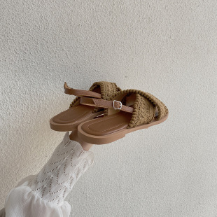 At first glance ~ flat sandals women's 2023 Summer new bohemian fairy style students cross with Roman shoes