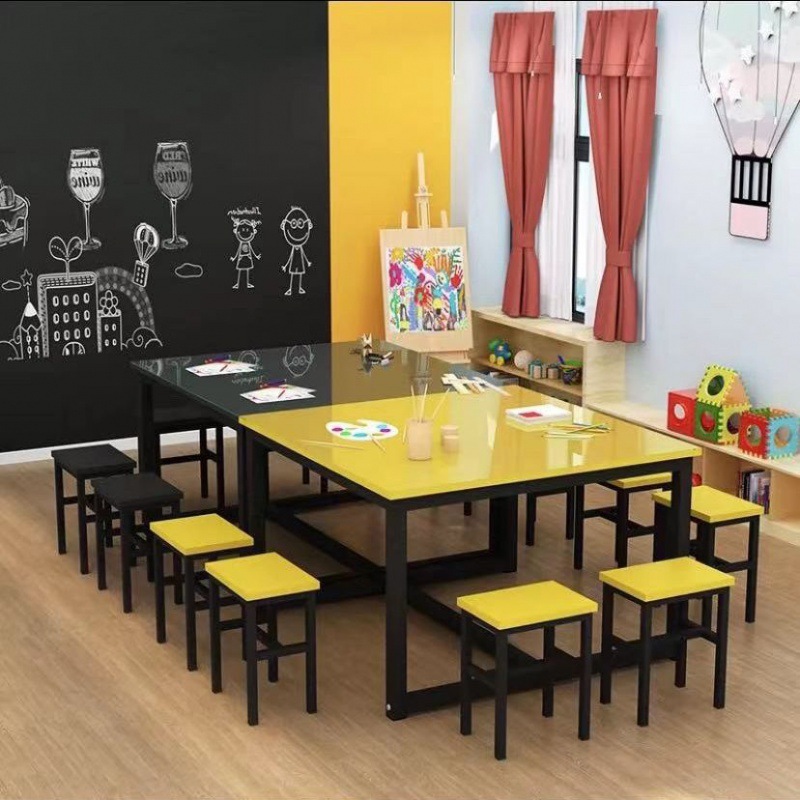 课桌椅培训机构幼儿园玻璃绘画桌美术桌画室桌学生补习培训辅导班