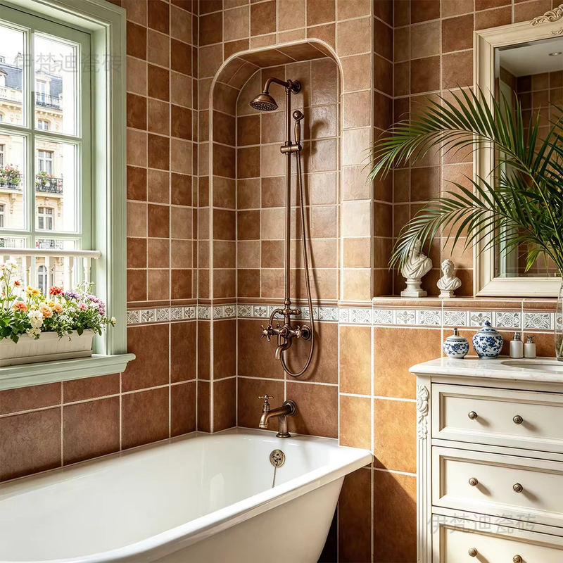 Mediterranean kitchen tiles, American-style antique wall tiles, rustic balcony tiles, bathroom non-slip retro floor tiles