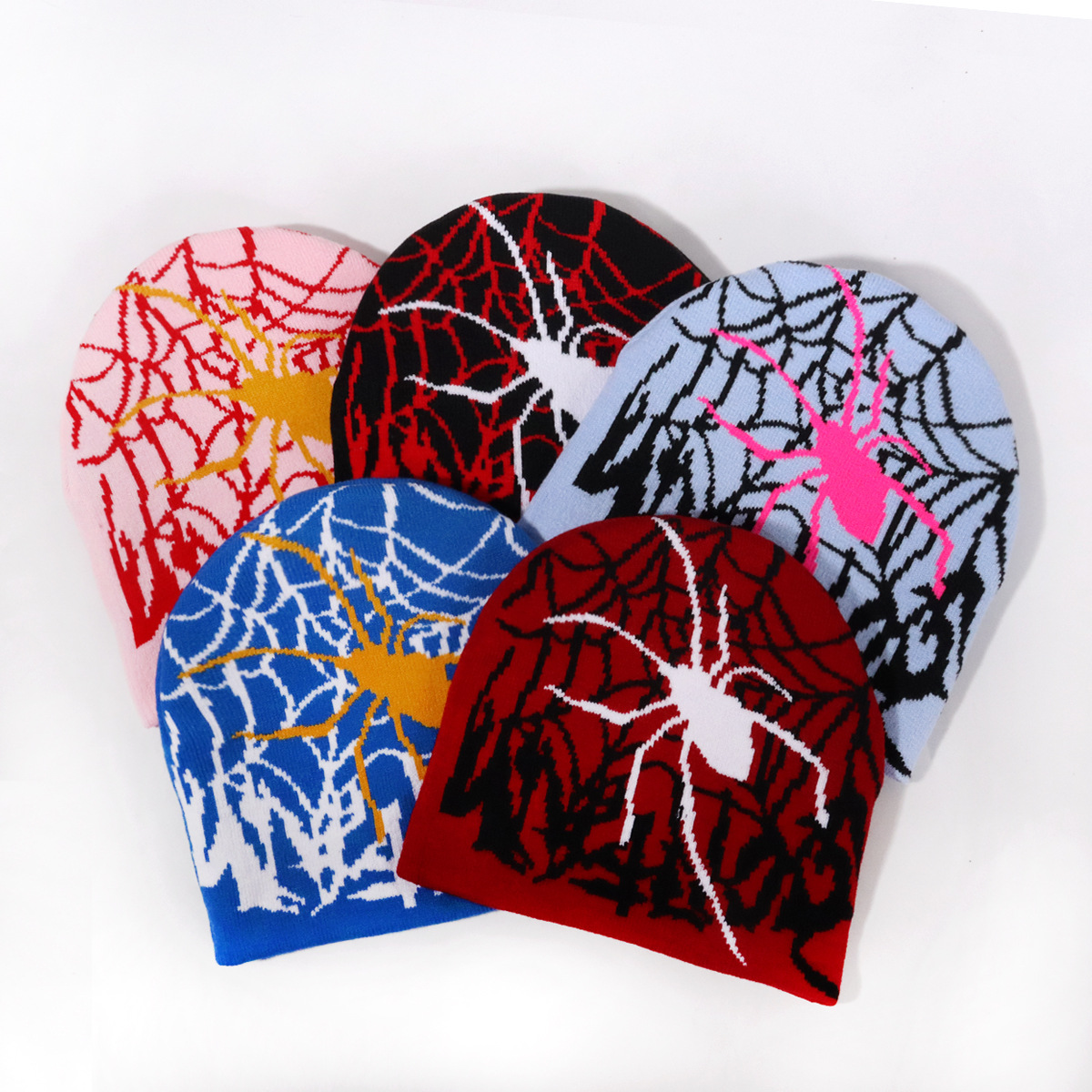 Cappello lavorato a maglia con motivo a ragnatela di Halloween, tendenza moda personalità per uomini e donne_voghion.com