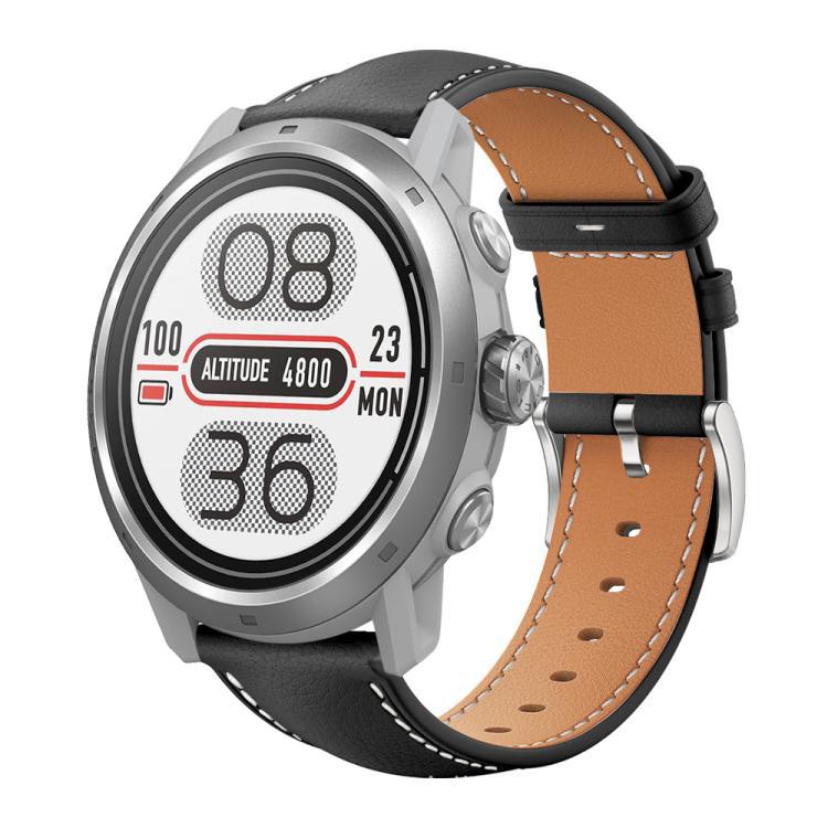 xDfind general de cabeza plana correa de cuero de tiburón negro 20mm para COROS APEX 2 42mm / PACE 2