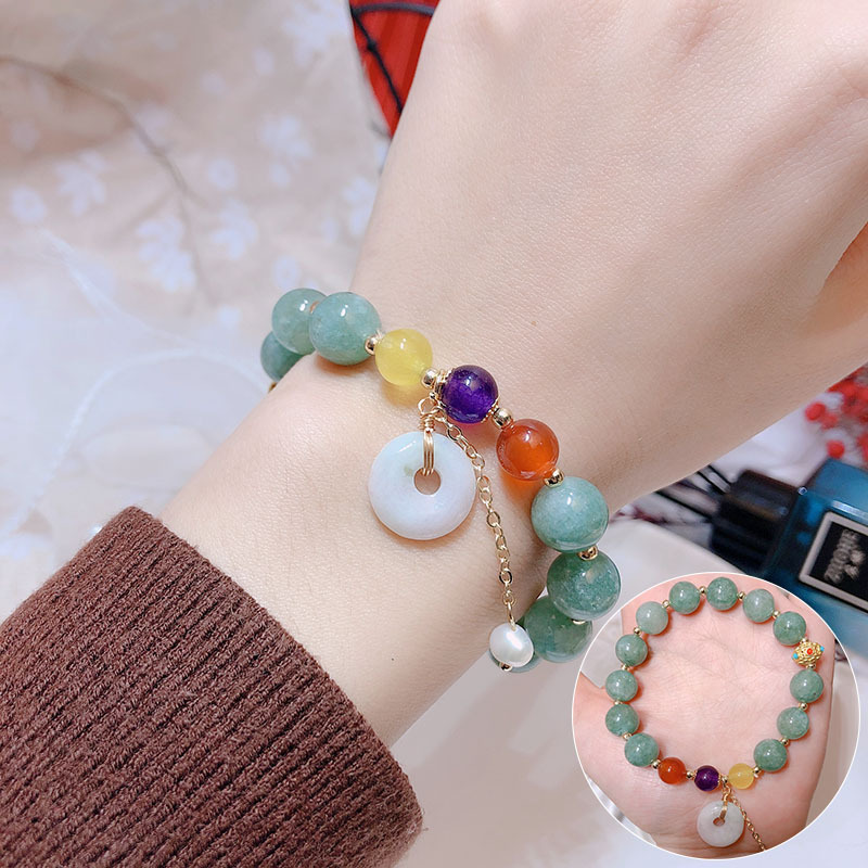 thumbnail image 1 of Moda Retro Jade Pulsera Mujer Nuevo estilo tibetano Estilo étnico Calabaza Calcedonia Pulsera Suerte Mano Decoración Ping An Hebilla-Verde Uno, 1 of 2