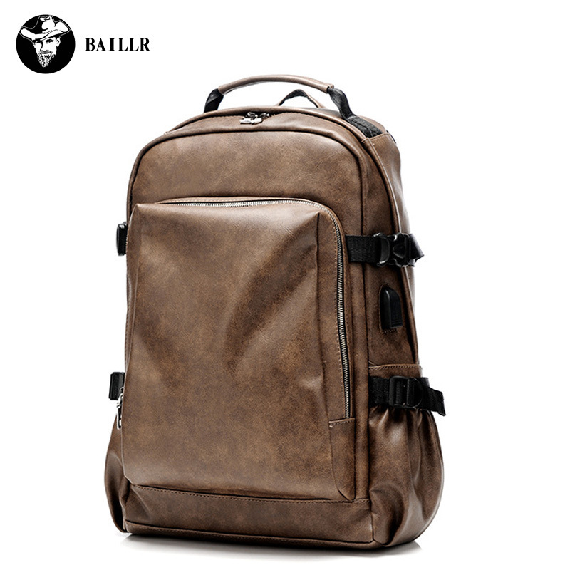 New style leisure travel men's business PU leather computer backpack, fashionable college student backpack_voghion.com