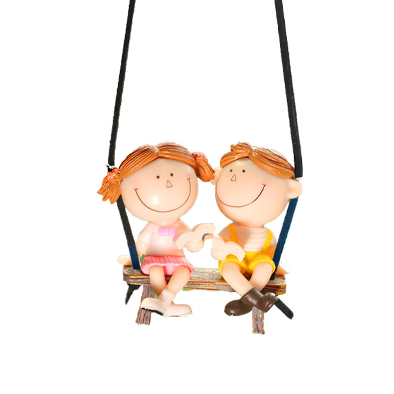 Swing Duck Series Pareja de dibujos animados Espejo retrovisor de coche colgante