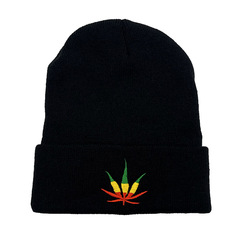 Cross-border colorful maple leaf embroidery knitting hat, personalized fashionable beanie hat for men and women, autumn and winter warm hat, cold hat