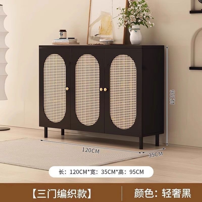 藤编简约鞋柜门口大容量法式靠墙玄关轻奢藤编储物柜收纳入户鞋柜|undefined