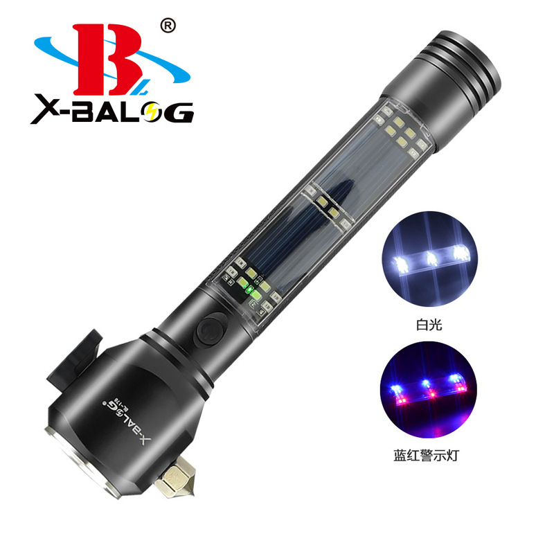 LED alarm safety hammer with magnet flashlight USB emergency power solar flashlight auto repair work light