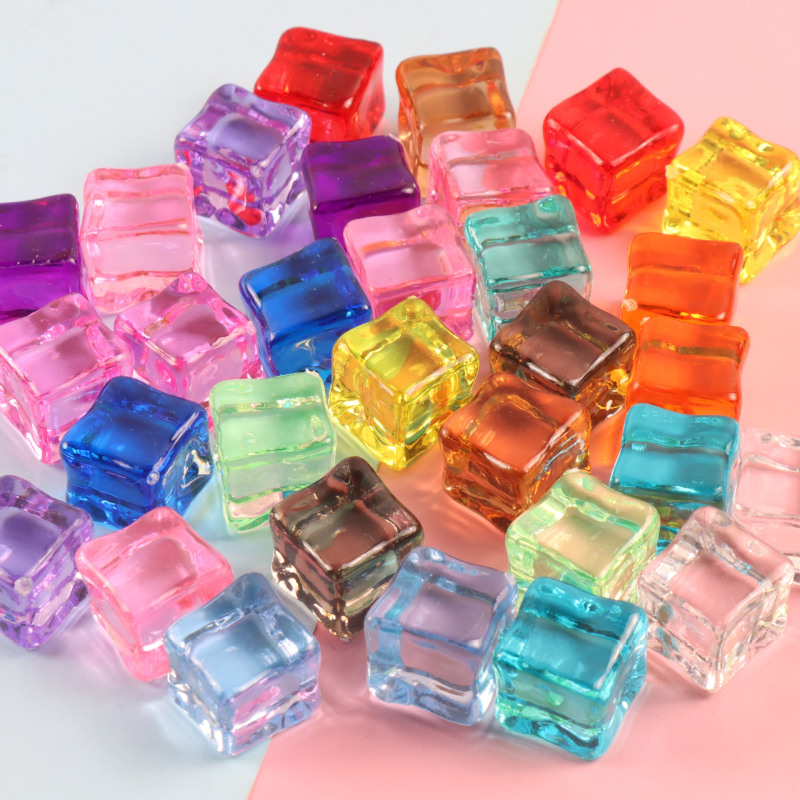 18mm Transparent Non-Porous Plastic Ice Cube DIY Handmade Jewelry Micro Landscape Fish Tank Accessories Children's Toy Stationery