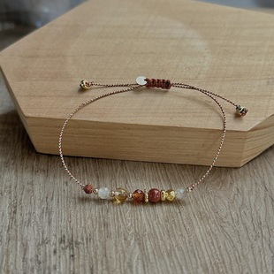 Fortune Sandstone Citrine Bracelet Bracelet Niche Original Accessible Luxury Exquisite Ancient Silver Ethnic Bestie Braided Women