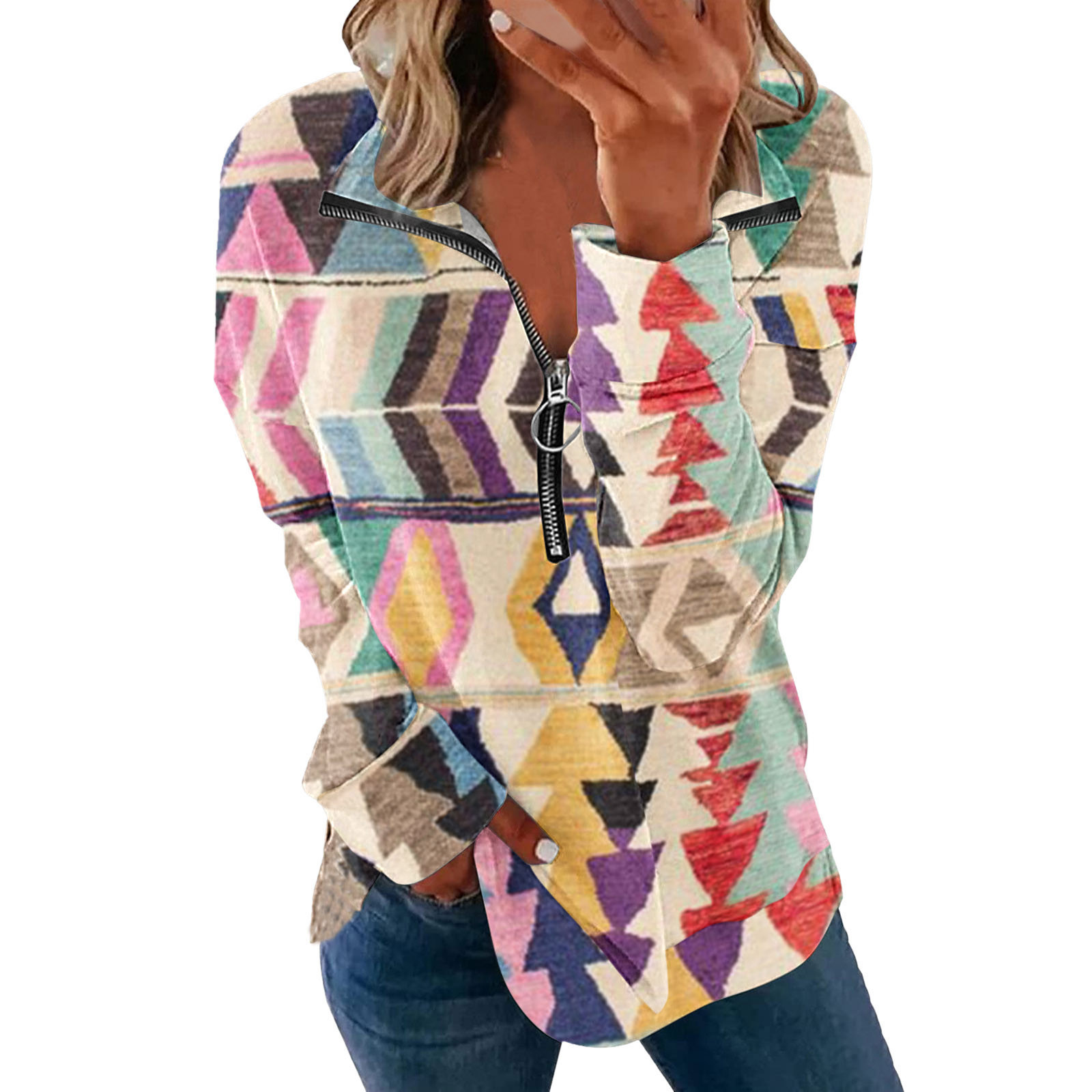 Women's Hoodie Long Sleeve Hoodies & Sweatshirts Printing Casual Geometric display picture 3