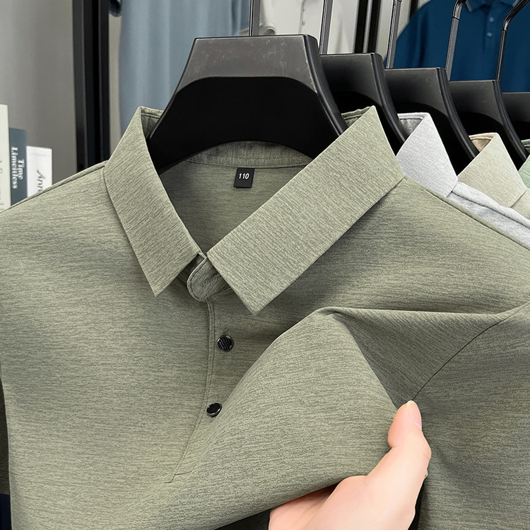 2025 Spring and Autumn New Lapel Men's Polo Shirt Fashion Casual Men's Solid Color Long Sleeve Bottoming Shirt Spot Wholesale
