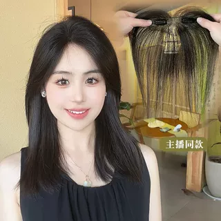 胎毛刘海假发女片头顶真发前额八字刘海补发轻薄无痕发际线假发贴