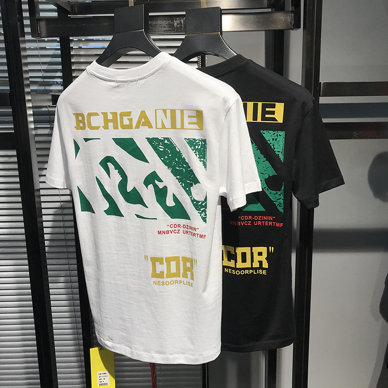 T-Shirt mit Eisseiden-Aufdruck 2021 Neue kurzärmelige Sommermodemarke für Herren Hübsche Instagram-Kleidung in Slim Fit für Männer_voghion.com