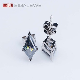 GIGAJEWE 2 Karat 5*10mm kite shape cut gray moissanite earrings for ladies gift