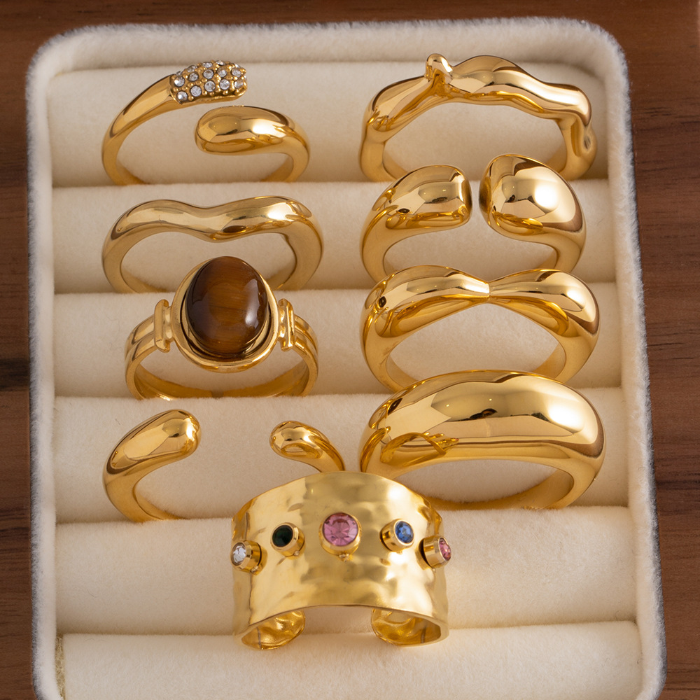 Fashion Geometric Stainless Steel Plating Open Ring 1 Piece