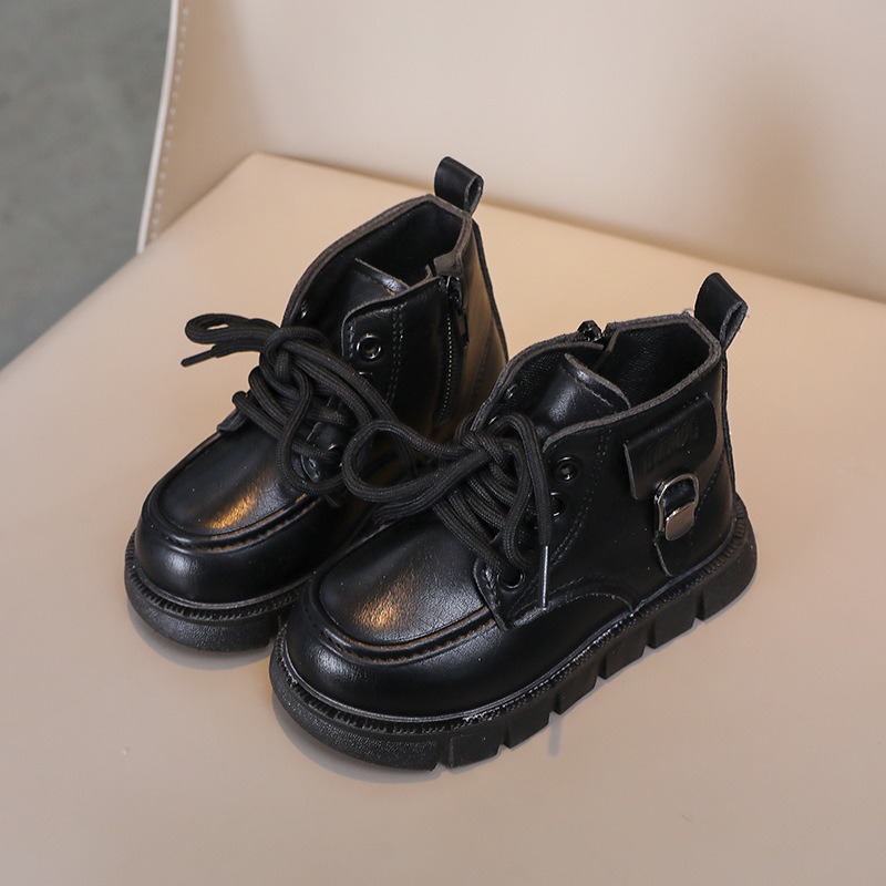 Mother & Kids Style Children's Short Patent Leather Martin Boots Soft Soled Low Cut For Little Girls And Boys Autumn Winter_voghion.com