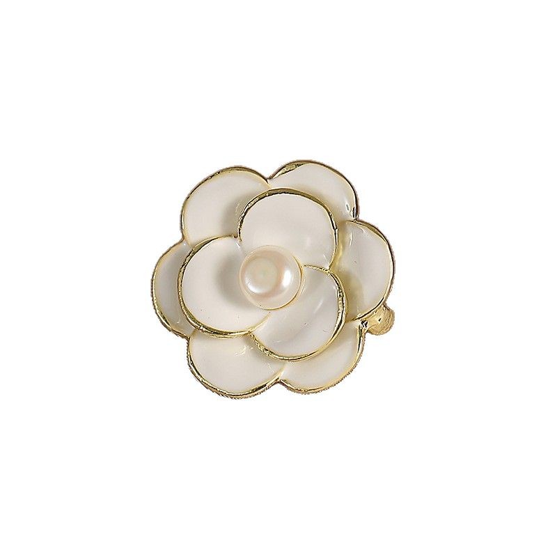 Französische Vintage Kamelien Brosche Mit Perlen Elegant_voghion.com