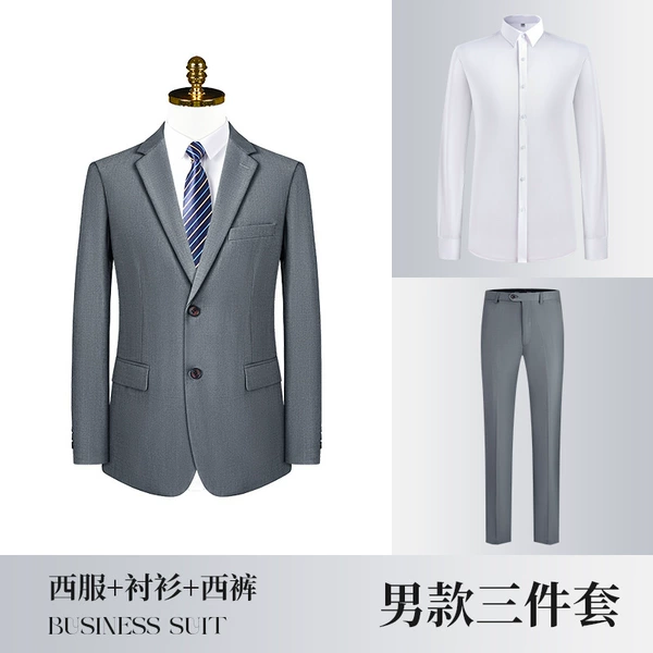 Male gray (jacket + pants) + white shirt
