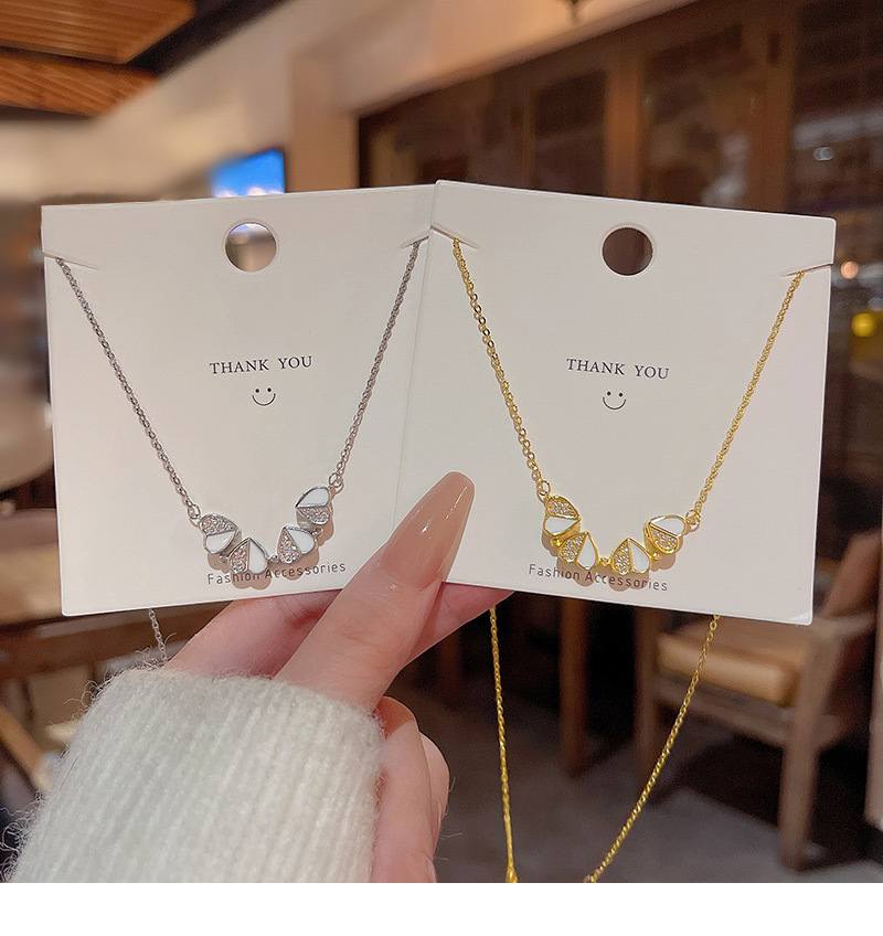 Fashion Flower Titanium Steel Plating Zircon Pendant Necklace 1 Piece