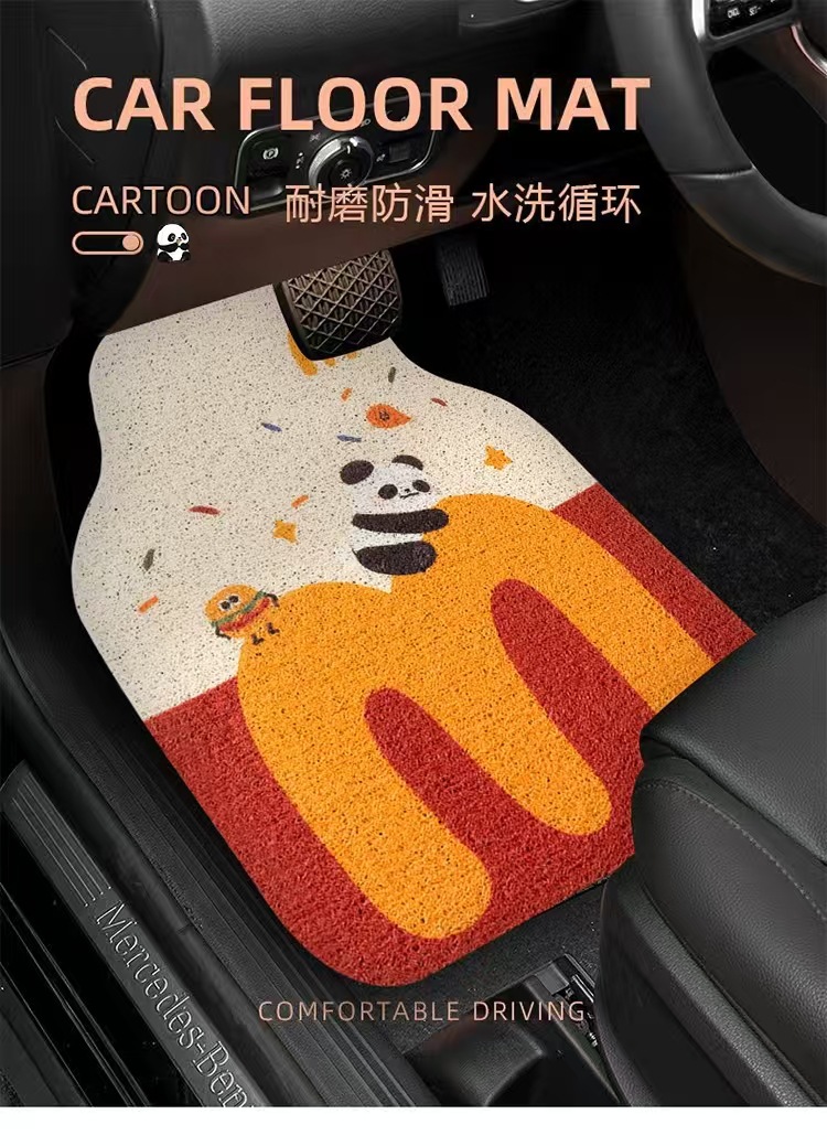Universal Car Floor Mats with Cute Cartoon Designs, Anti-Dirt and Easy to Clean, Can Be Cut to Size, Suitable for Car Interiors