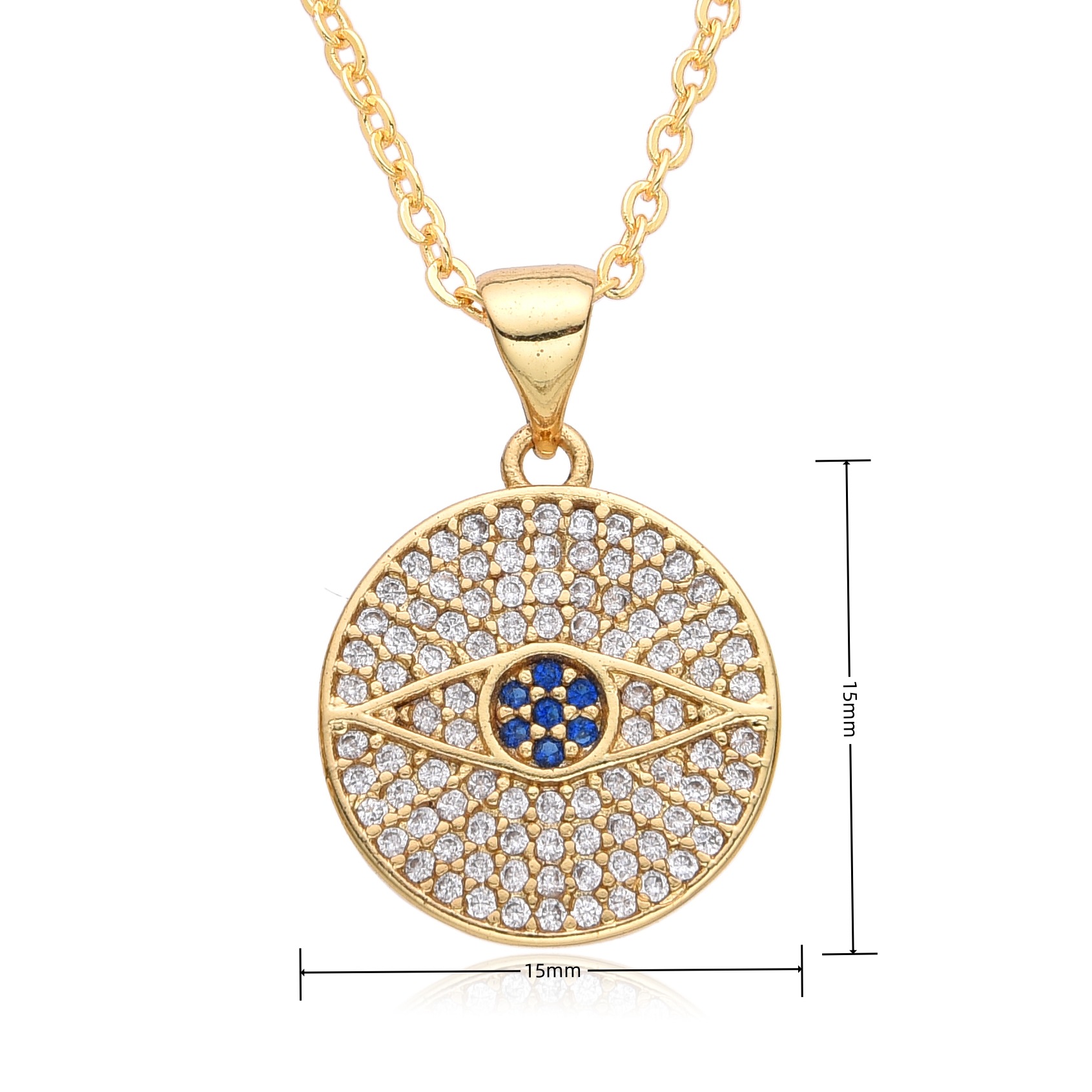 14g Weight Copper Pendant Material Zircon Inlay Material Pendant Necklace Classification Copper Chain Material cable chain Chain Type 1 Piece Quantity Holiday, Daily Occasion Copper Material Eye Pattern Women's Gender Inlay Design Shiny, IG Style Style Copper Inlay Eye Zircon Pendant Necklace 14