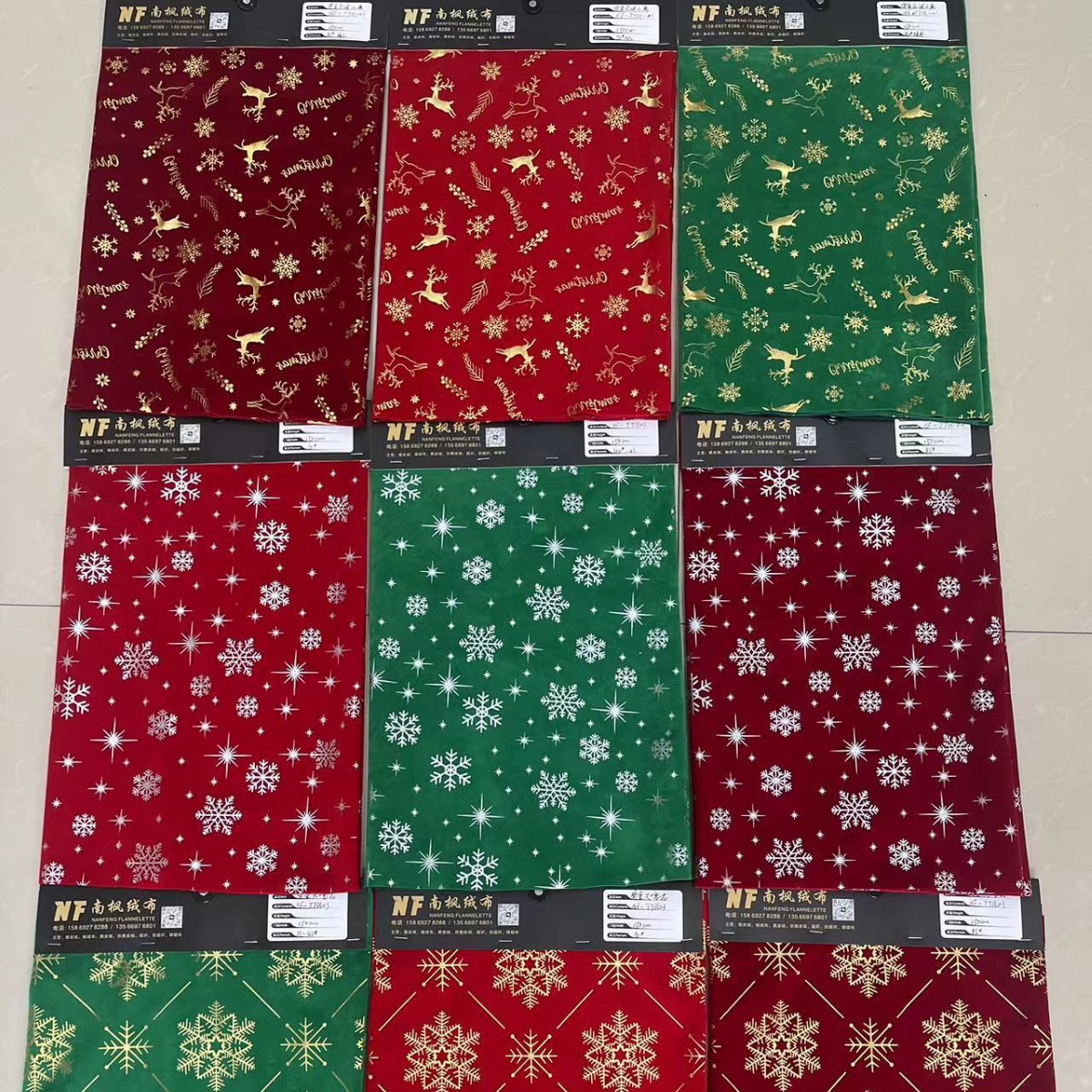 新款外贸跨境圣诞节针织面料雪花小麋鹿印花服装家纺面料绒布批发
