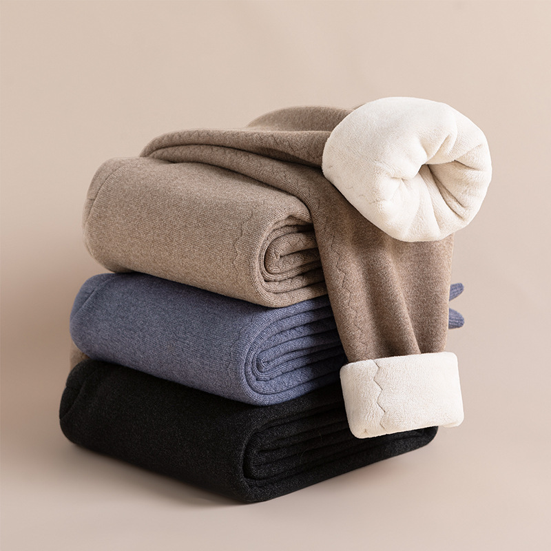 Quần len cashmere lót lông cừu dày ấm mùa đông Hengyuanxiang — màu xám của nam giới