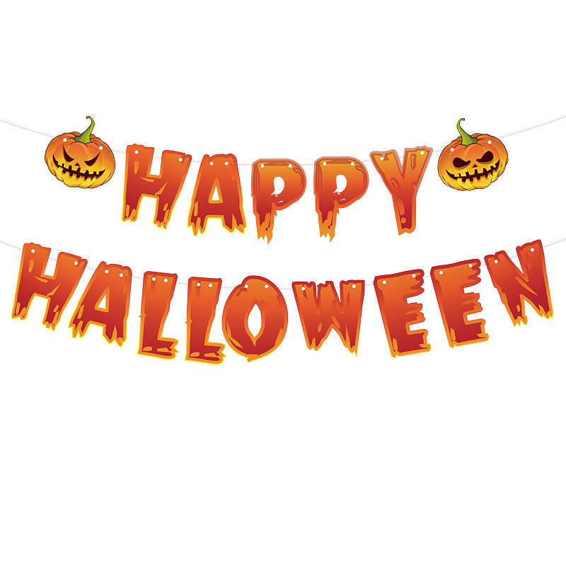 クロスボーダーハロウィンパーティー装飾用品ハロウィンハロウィンカボチャ装飾アレンジメントレターバナーフラワーフラグ|undefined