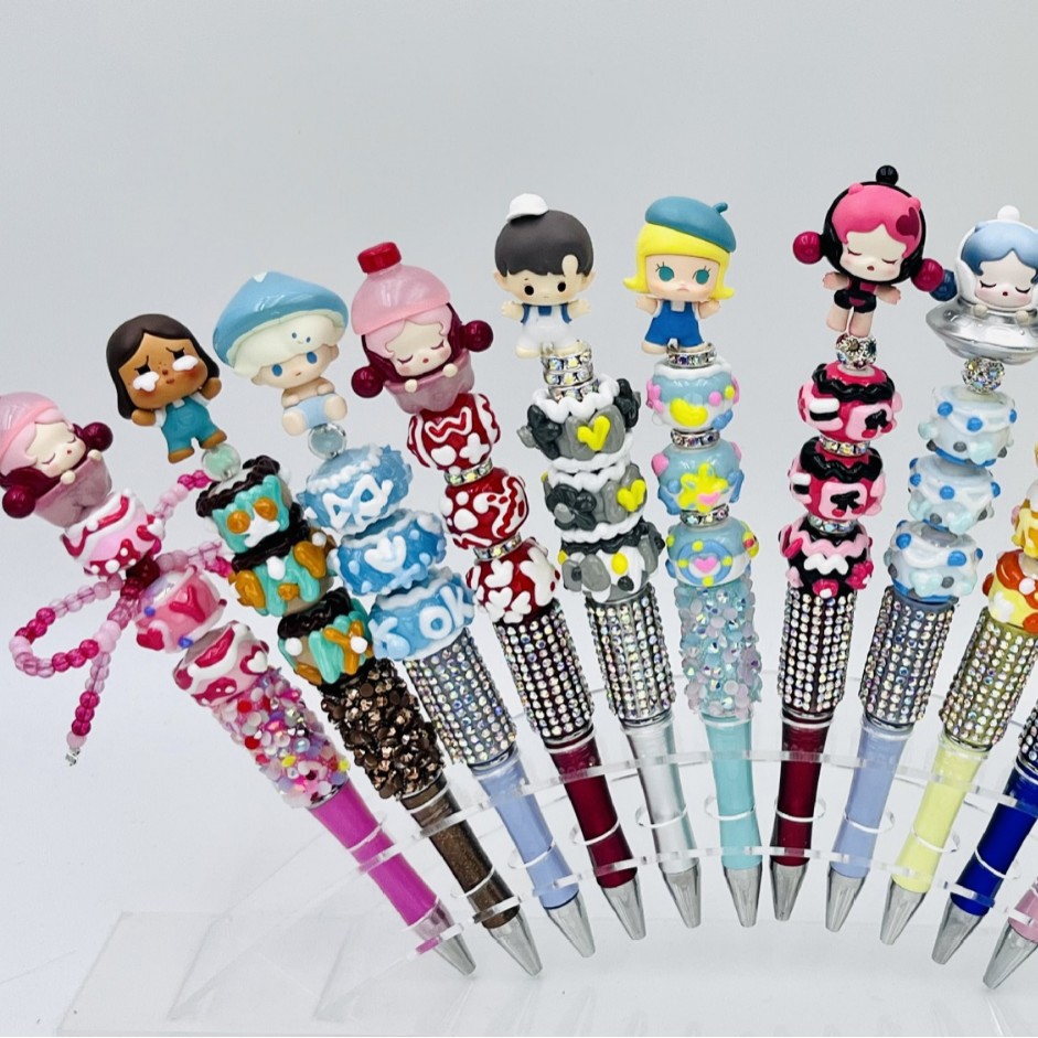 Genuino bolígrafo de granos espumoso, bolígrafo de cuentas encantador, bolígrafo de regalo creativo de dibujo a mano, bolígrafo de bola creativo