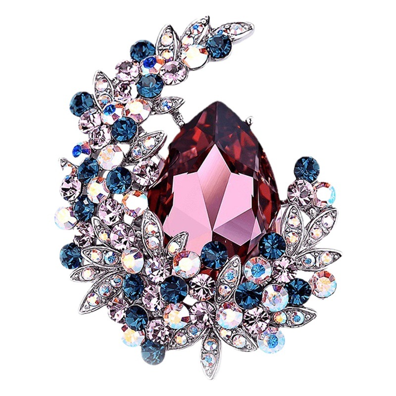 Europeo y americano elegante cristal Luna broche suéter de las mujeres Otoño e Invierno accesorios versátil elegante pin simple ramillete personalizado