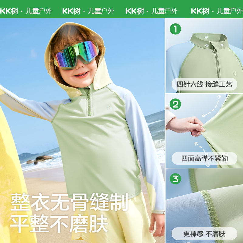 KK Tree Traje de baño para niños dividido Niños y niñas Traje de baño de manga larga Protección solar Playa de playa Traje de baño para bebés Aguas termales
