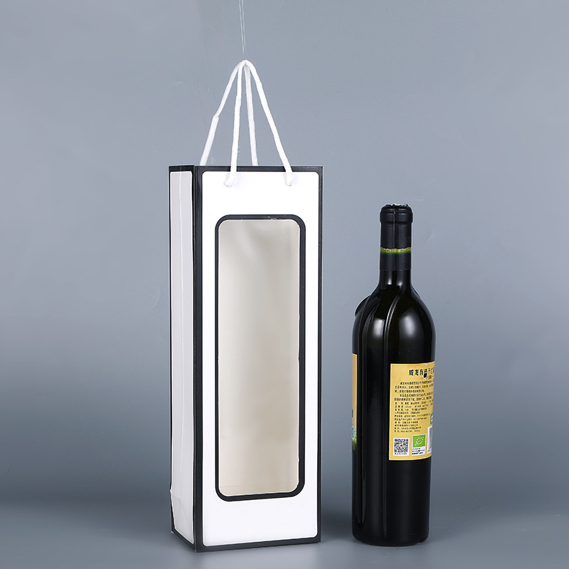 Nuevo solo vino tinto bolsa de regalo portátil ventana abierta de papel Kraft bolsa de papel bolso transparente bolsa de regalo rectangular