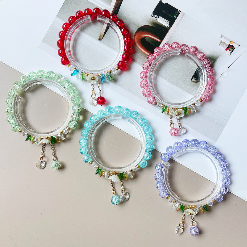 Cross-border hot flower pendant bracelet small fresh color popcorn crystal student bracelet jewelry wholesale a generation of hair