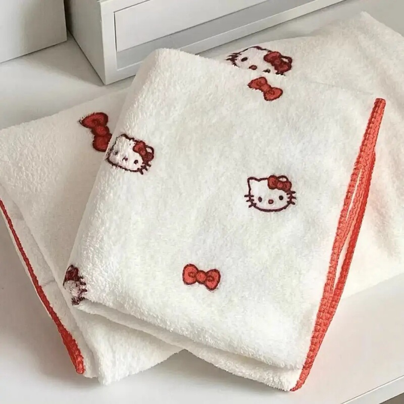 Hellokitty Towel Coral Velvet Soft Absorbent Face Towel Cute Kt Cat Bath Skirt Student Bath Towel Dry Hair Cap