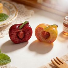 仿真半切大樱桃水果食玩树脂小配件钥匙扣挂件吊坠diy饰品配件