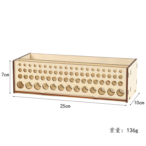 Cross-border Brush Rack 67 pieces, horizontal wooden brush holder, desk student stationery storage, brush display stand, detachable