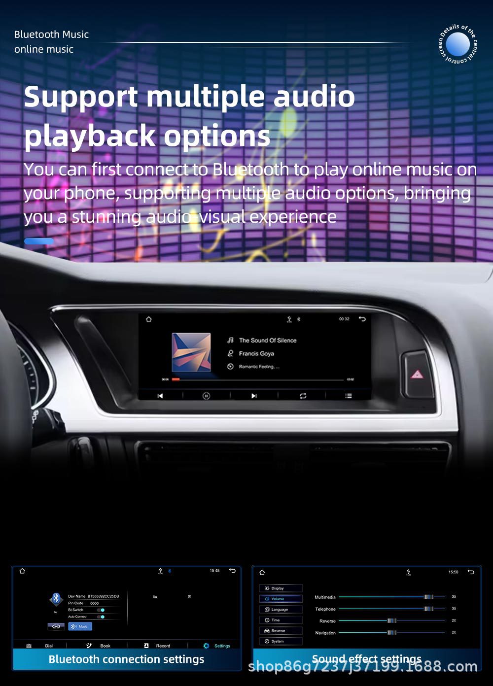 8.8inch Suitable for Audi A5 S5 Car Navigation Bluetooth Reversing Image Navigation All-In-One Central Control Display Screen