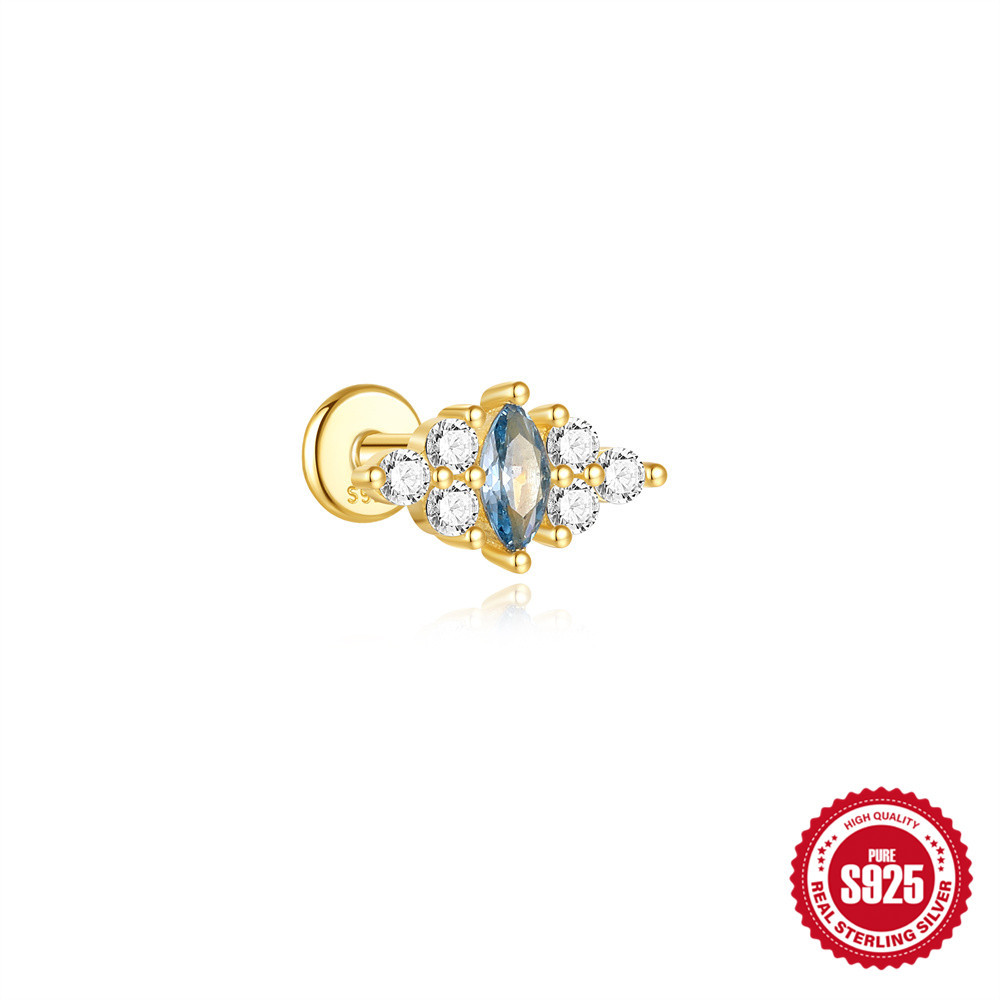 Nuevo estilo europeo y americano s925 plata de ley uso diario estrella de cinco puntas borlas con incrustaciones de diamantes cartílago espiral perforador aretes mujer